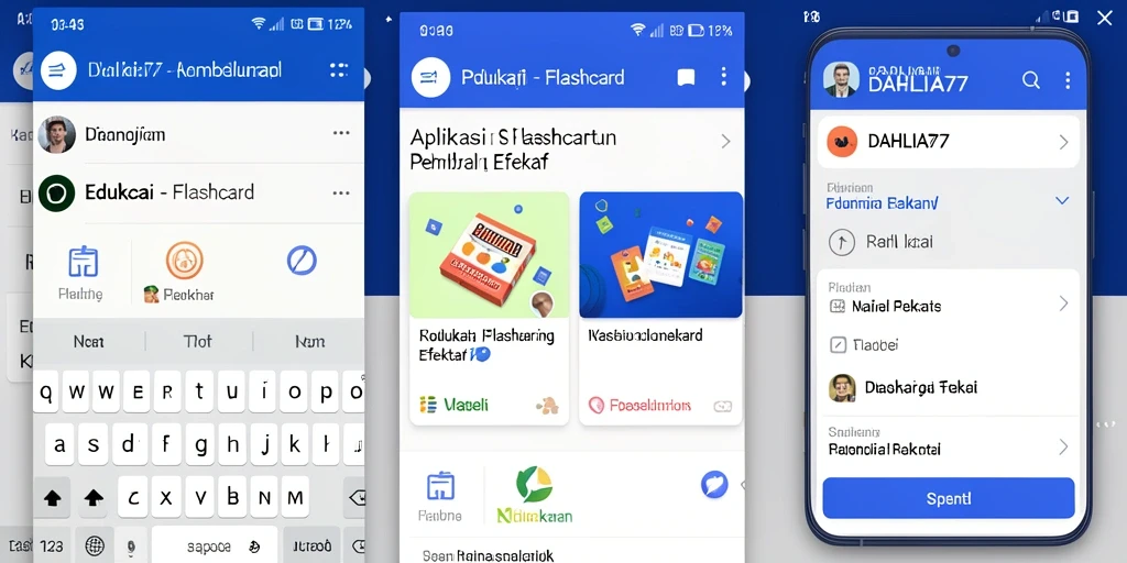 Antarmuka aplikasi DAHLIA77 yang intuitif dan interaktif untuk flashcard.