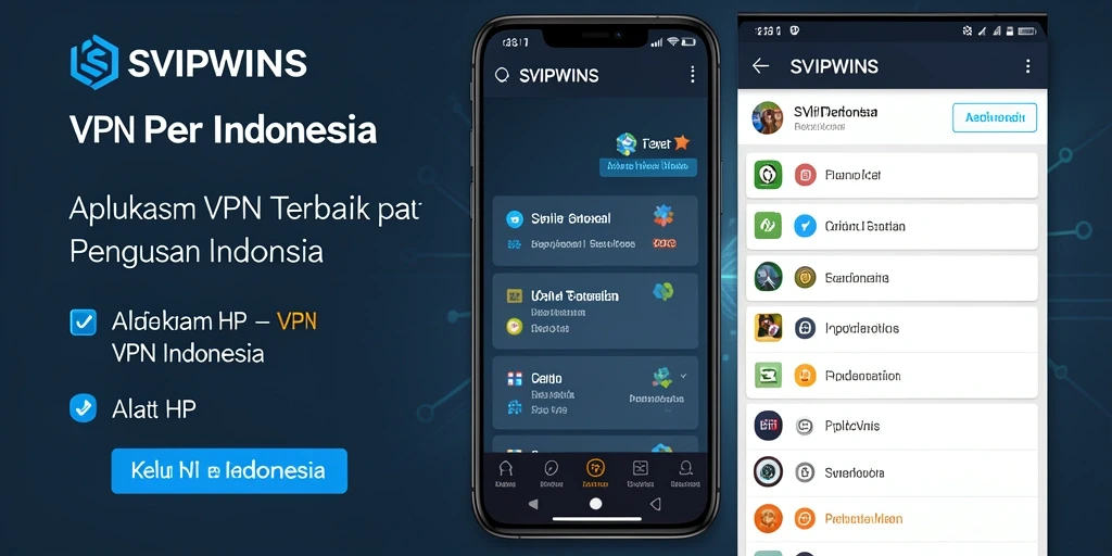 Antarmuka pengguna SVIPWINS yang jelas dan mudah digunakan sebagai aplikasi VPN.